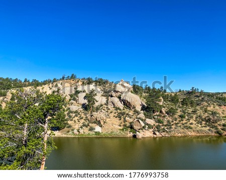Granite Springs Reservoir, Cheyenne Wyoming, Curt Gowdy State Park, Crow Creek Trail Imagine de stoc © 