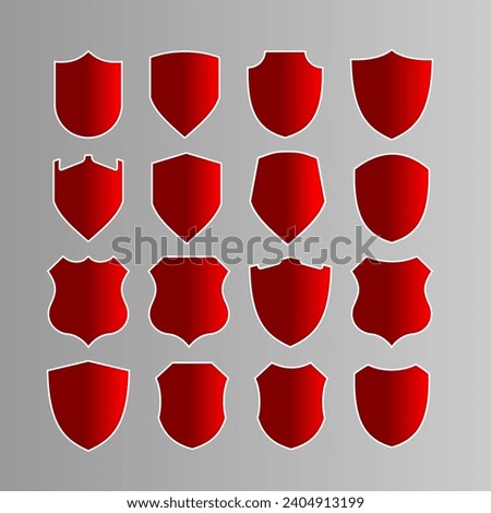 red shield or badge set vector illustration