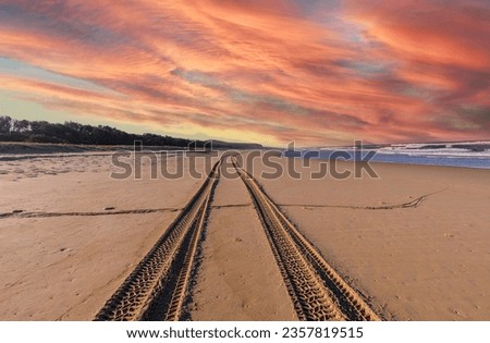 Similar – Image, Stock Photo Tire tracks in sand on beach