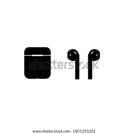 Icon of wireless headphones with a black case on a white background. Vector EPS10