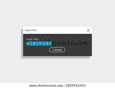 Import files window black window on gray background with shadow for site. Vector EPS10