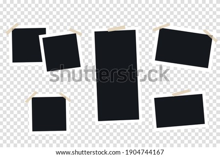 Photo frame with adhesive tape of different colors and paper clip. Vector EPS10