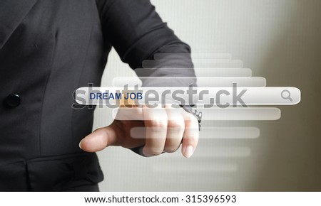 Business person touching search ,dream job business concept , vintage tone