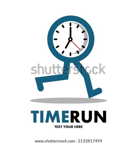 Time run vector logo template. This design use clock and forr symbol. Suitable for management. Stock fotó © 