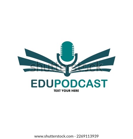 Podcast book logo design vector. Suitable for business, education and information