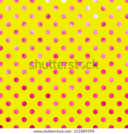 Pink Yellow Metallic Foil Polka Dot Pattern Swiss Dots Texture Paper Color Background