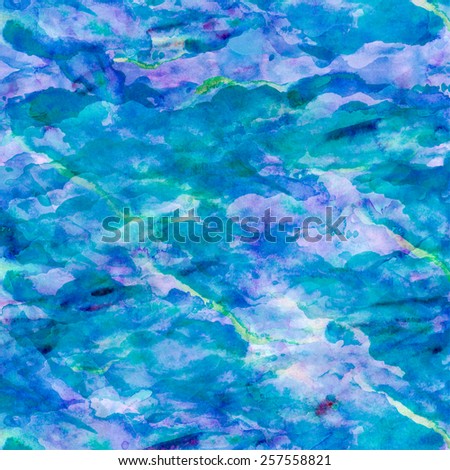 Blue and Green Aqua Teal Turquoise Watercolor Paper Background Texture