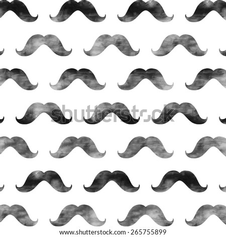 Black and White Watercolor Mustache Pattern Mustaches Texture