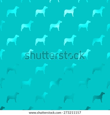 Teal Blue Turquoise Dogs Faux Foil Metallic Dog Polka Dots Background Pattern Texture