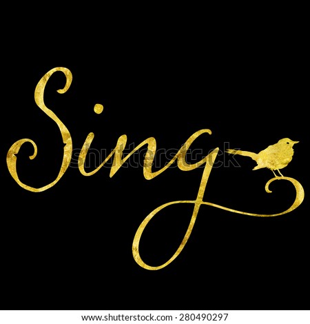 Sing With Songbird Gold Faux Foil Metallic Background Pattern Texture