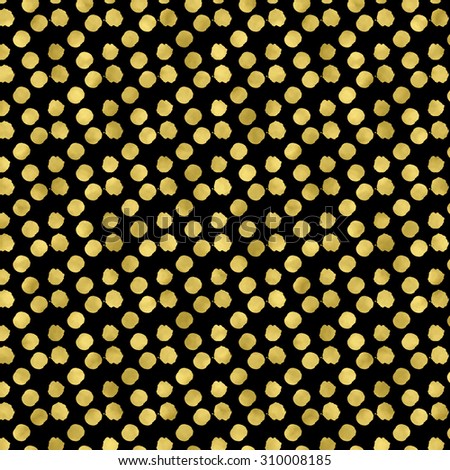 Gold Dots Faux Foil Metallic Black Background Pattern Texture