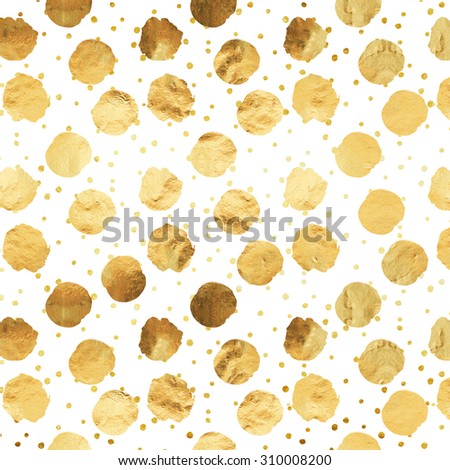 Gold Faux Foil Metallic Dots White Background Pattern Texture