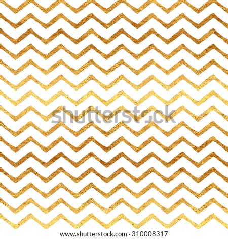 Gold Chevron Faux Foil Metallic White Background Pattern Texture