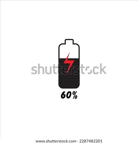 Mobile phone battery charging flat vector illustration, 60% charging bar vector illustration.