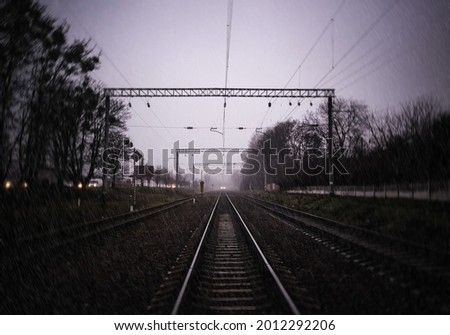 Similar – Image, Stock Photo Passenger perspective rainy weather in the right side mirror