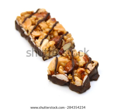 protein bars with nut isolated on white