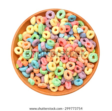 Delicious And Nutritious Fruit Cereal Loops Flavorful In Wooden Bowl On White Background 299773754 Delicious And Nutritious Fruit Cereal Loops Flavorful In Wooden Bowl On White Background 299773754