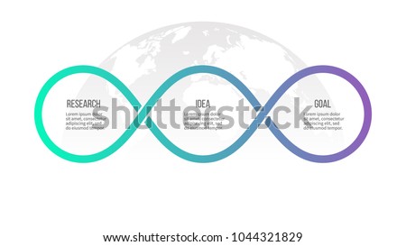 Business process. Timeline infographics with 3 options, loops. Vector template.