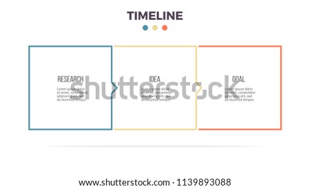 Business infographics. Presentation with 3 columns, options, squares. Vector template. Editable line.