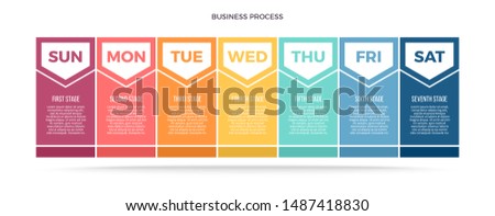 Business infographics. Weekly task scheduler. Chart with seven options, days of the week.