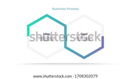 Business infographics. Process with 2 steps, options, hexagons. Vector chart.