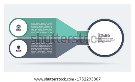 Business infographics . Organization chart with 2 steps, options, sections. Vector chart. 