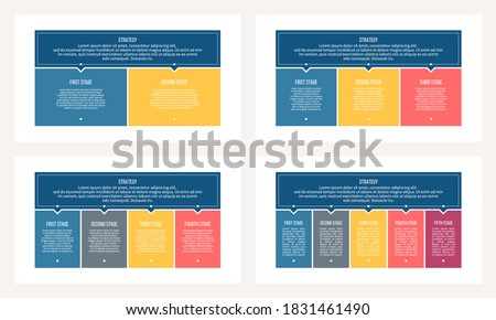 Business infographic templates. Banner with 2, 3, 4, 5 options, columns, sections. Vector chart.