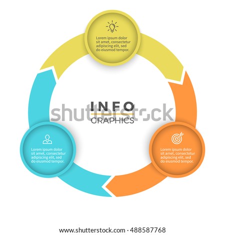 Circular arrows for infographics. Chart, graph, diagram with 3 steps, parts. Vector business template.