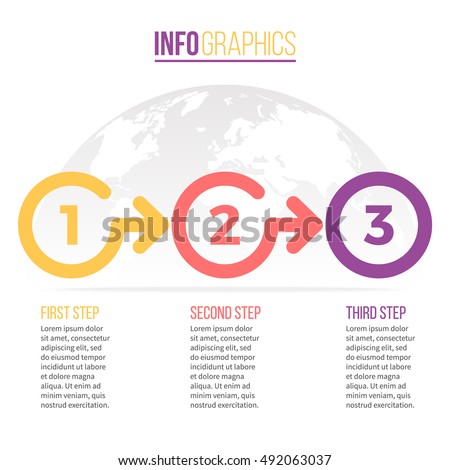 Business infographics. Timeline with 3 steps, circles.