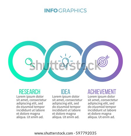 Business infographics. Timeline with 3 steps, sections. Vector pie charts.