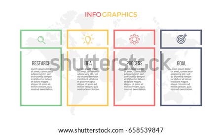 Business infographics. Presentation with 4 columns, options. Vector template.