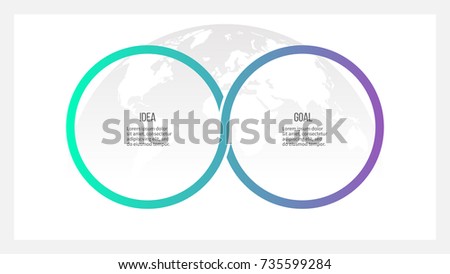 Business process. Timeline infographics with 2 options, circles. Vector template.