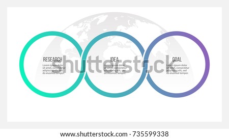 Business process. Timeline infographics with 3 options, circles. Vector template.