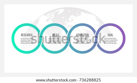 Business process. Timeline infographics with 4 options, circles. Vector template.