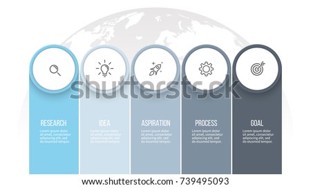 Business infographics. Presentation with 5 columns, options. Vector template.