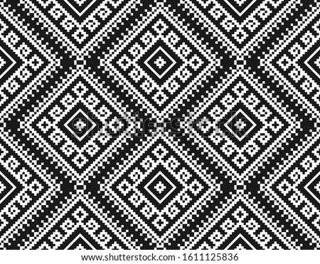 Tribal seamless black and white geometric pattern. Ethnic vector texture.Traditional ornament.