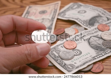 Similar – Image, Stock Photo A handful of cent coins