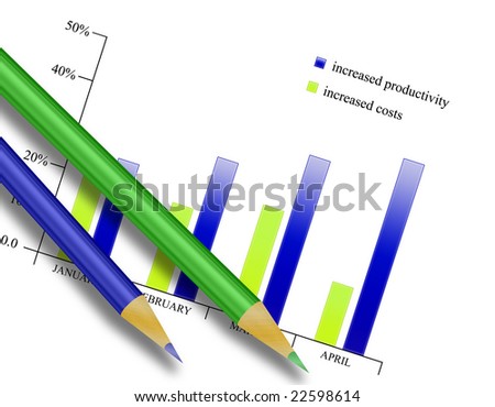 Illustration of bar graph with crayons