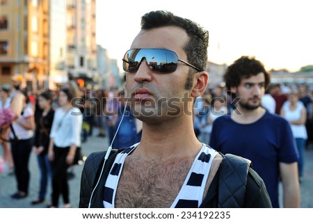 ISTANBUL - JUN 16: In Taksim Gezi Park, protests sparked by plans to build on the Gezi Park have broadened into nationwide anti government unrest on June 16, 2013 in Istanbul, Turkey. Taksim square
