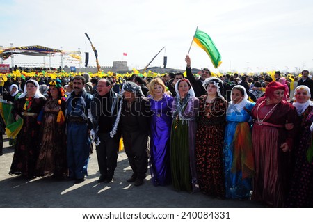 ISTANBUL,TURKEY - MARCH 21: Kurds celebrating their traditional feast Newroz that means 'new day' in kurdish on March 21, 2009 in Istanbul, Turkey.
