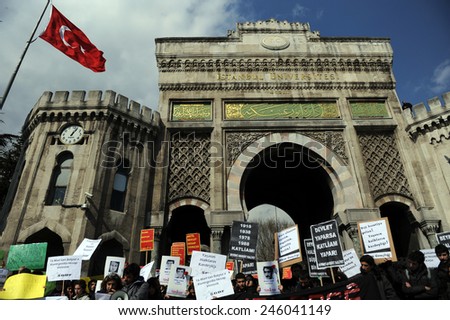 ISTANBUL, TURKEY- MARCH  16: Unidentified  demonstrators in Turkey. protested the education system on March 16, 2009 in Istanbul,Turkey