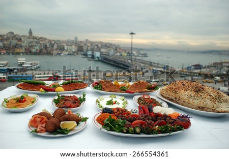 ISTANBUL, TURKEY - MAY  24: Turkish food dishes Eminonu square on May 24, 2006 in Istanbul, Turkey.