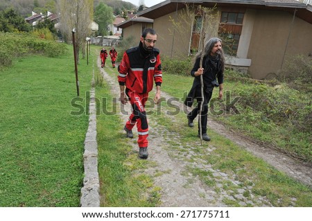 ISTANBUL, TURKEY - APR   5 : The search and rescue team work to find missed child in the forest  on April   5, 2014 in Istanbul, Turkey