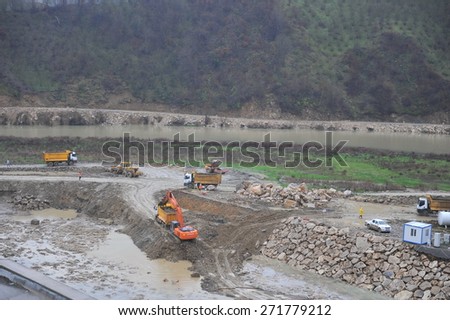 IZMIT ,TURKEY - MARCH 10: Melen Dam construction  on March 10 , 2014  in Izmit, Turkey.