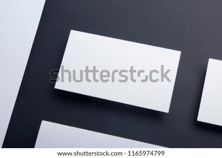 Business Cards Blank Mockup On Color Background Flat Lay Copy
