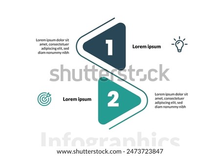 Two Triangles Representing Business Vision Features, Simple infographic design template. Flat vector illustration for presentation.


