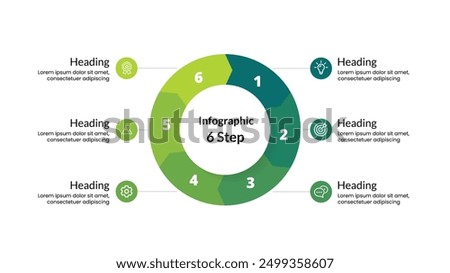 Business Presentation 6-Step Arrow Infographic with Icons. Detailed Vector Template for Visualizing Strategies, Project Plans, and Marketing Processes in a Professional, Modern Format