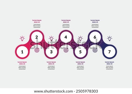 7-Step Infographic Illustration Template: Featuring Icons and a Timeline. Perfect for Presentations, Layouts, Banners, and Process Visuals. Modern and Engaging Design.