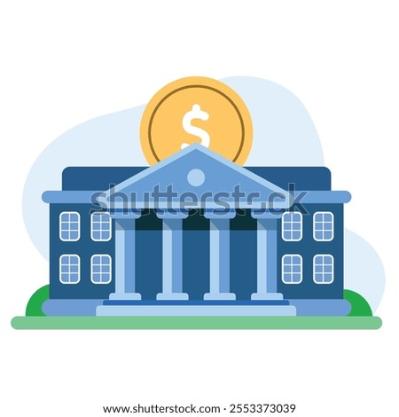 A creative bank icon showing a secure vault, coins, and credit card, highlighting banking, savings, and financial growth.