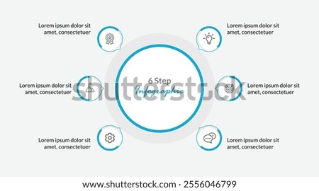 Modern Circular Infographic, Showcase Business Processes in 6 Connected Steps with a Minimal and Professional Look.